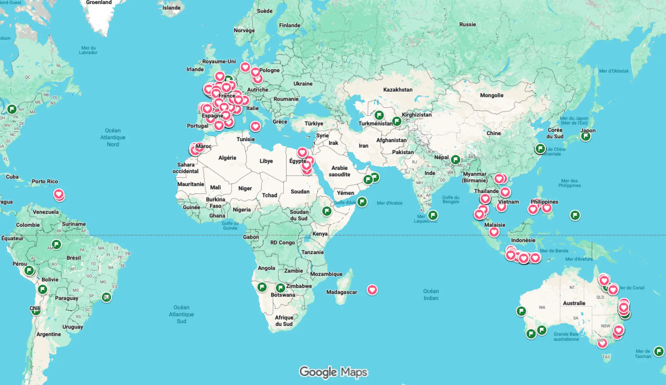 Carte du monde voyages Bretonne Nomade