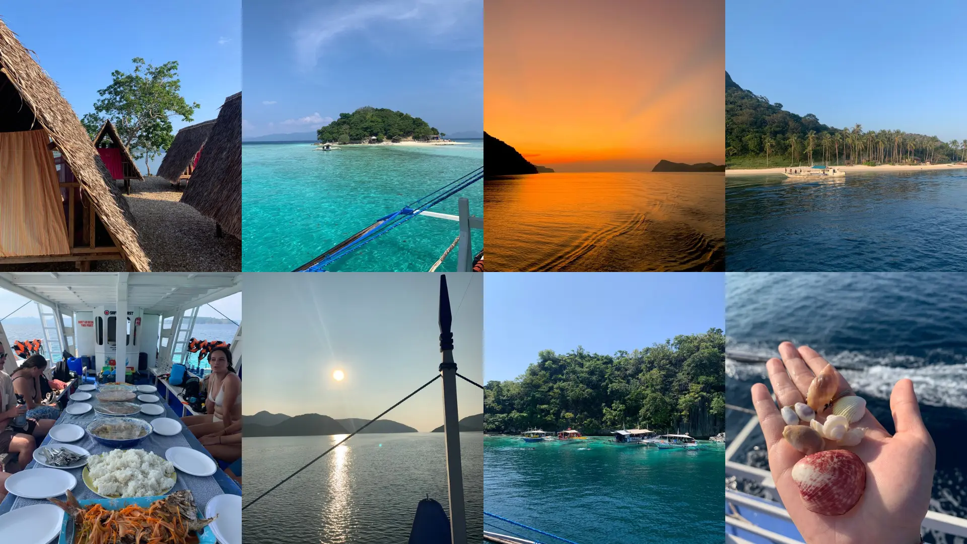 Croisière Coron El Nido Philippines - cabanes sur îlot sunset et îles perdues Palawan