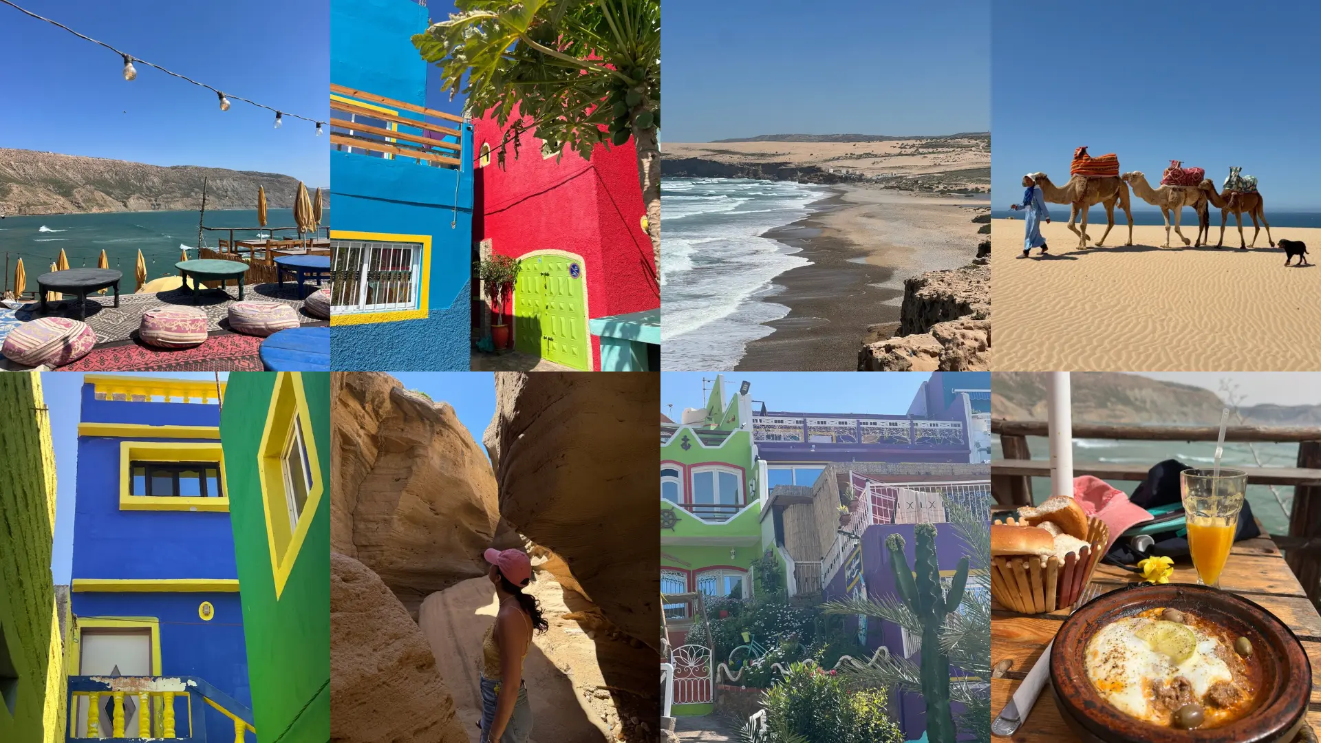 Morocco Atlantic coast road trip - colourful village Dagroud, Timlaline desert and Imsouane
